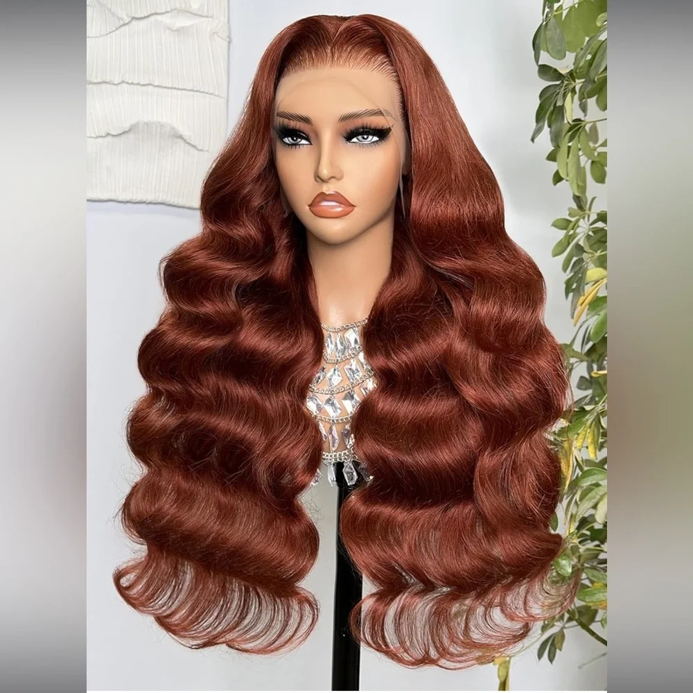 Blooming Hair 32” Pre Plucked Reddish Brown Lace Front Human Hair Bleached Knots
